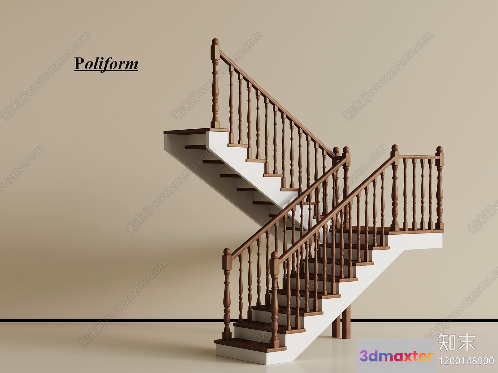 A Wooden Staircase 3D Model - 3832 - VRAY Render
