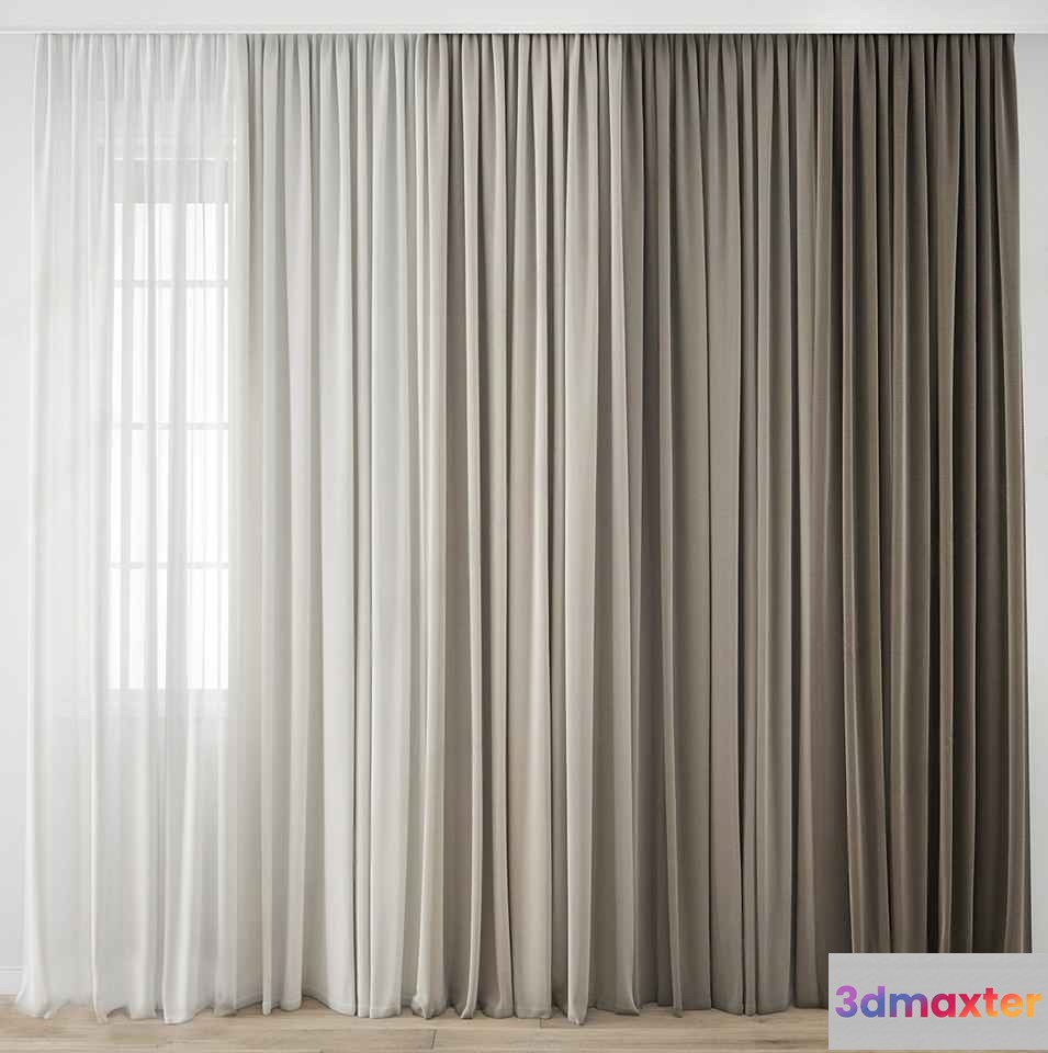 Beige Curtains 3D Model - 11789 - VRAY Render