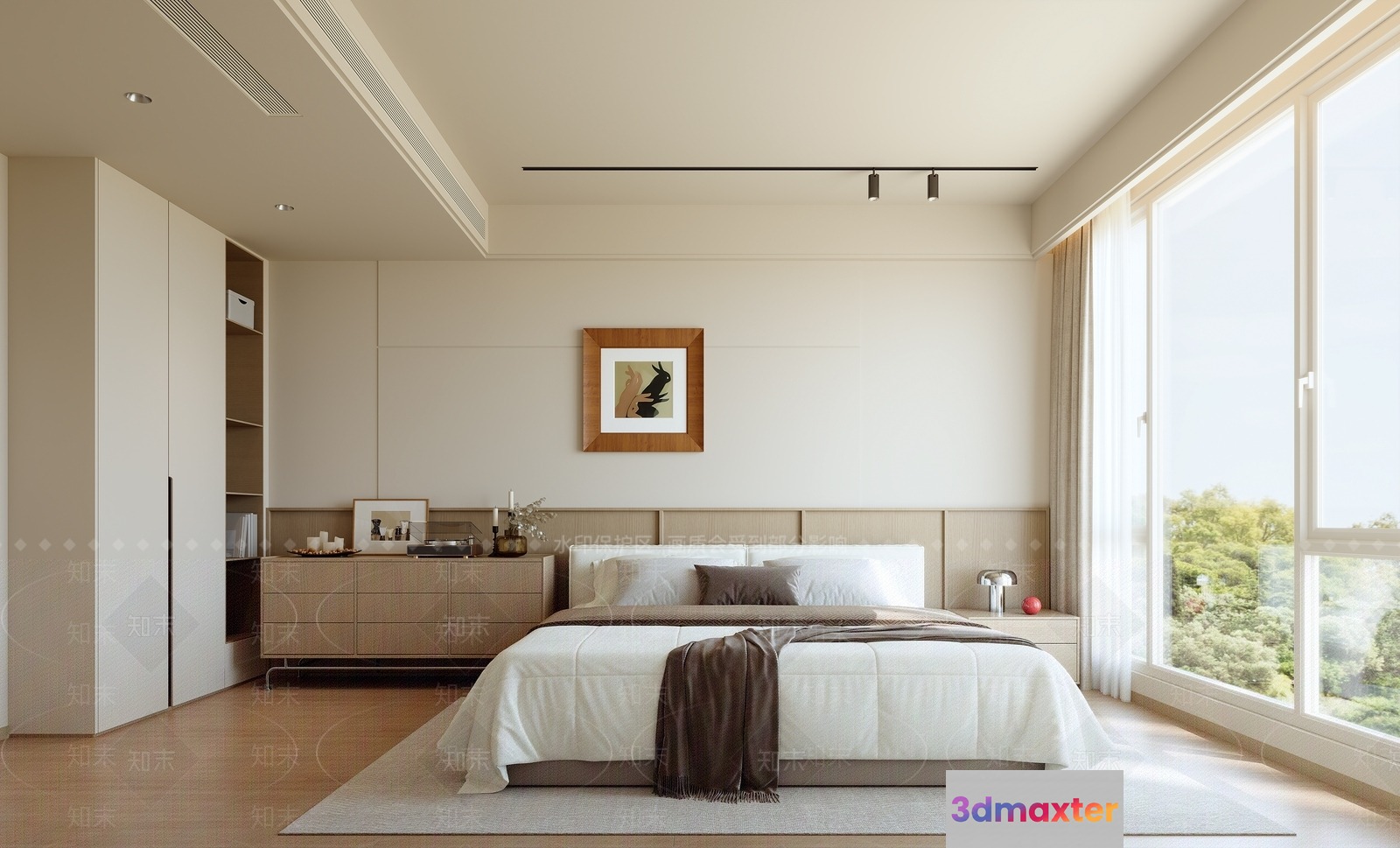 Modern Minimalist Bedroom 3D Model - 12771 - VRAY Render