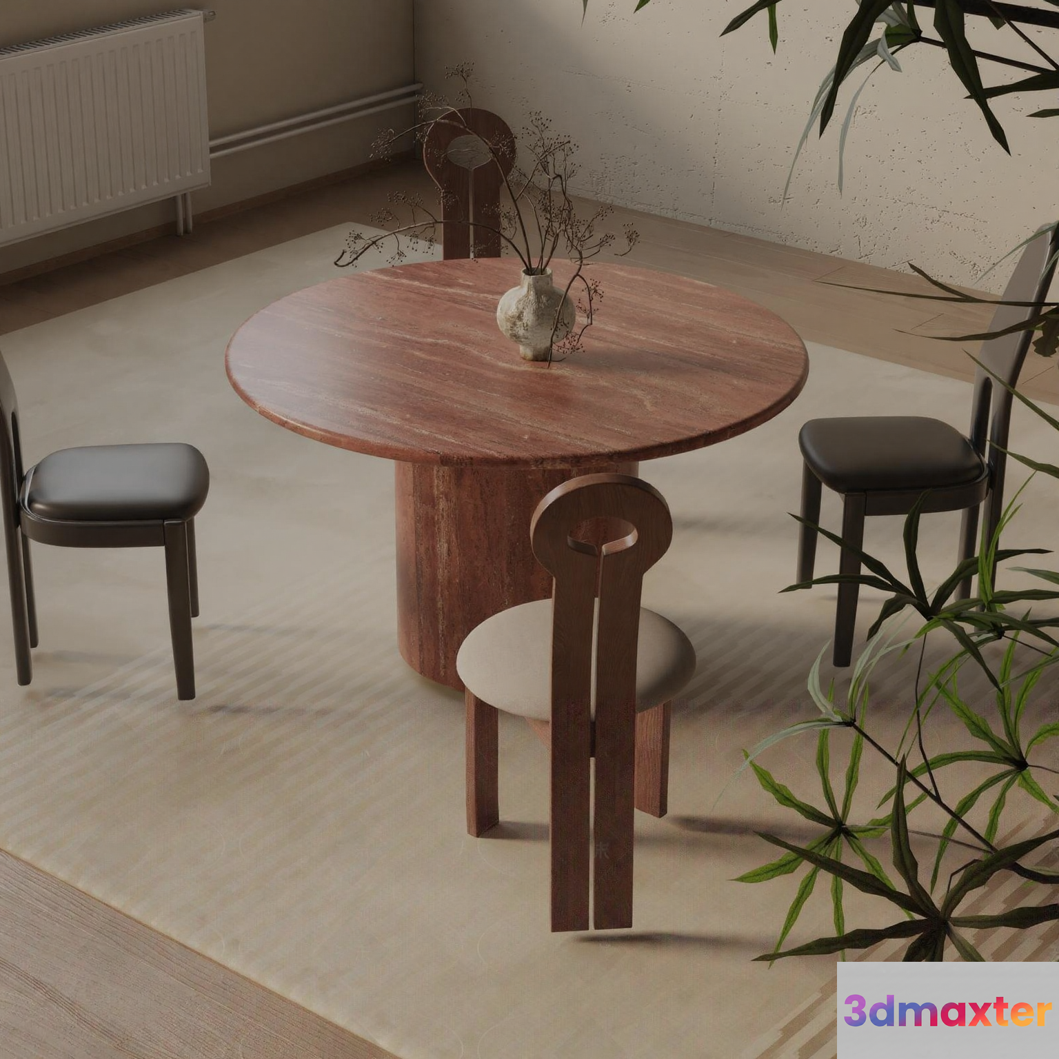 Modern Minimalist Dining Room 3D Model - 11707 - VRAY Render