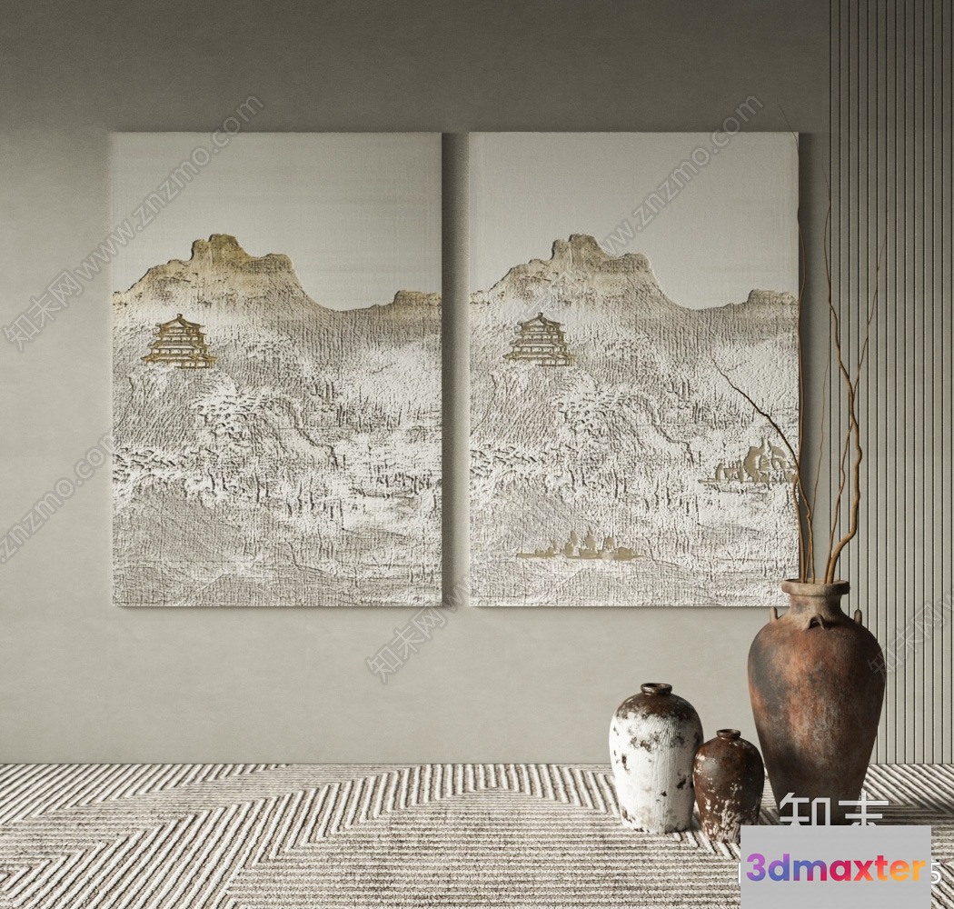Modern Asian Decor 3D Model - 12968 - VRAY Render