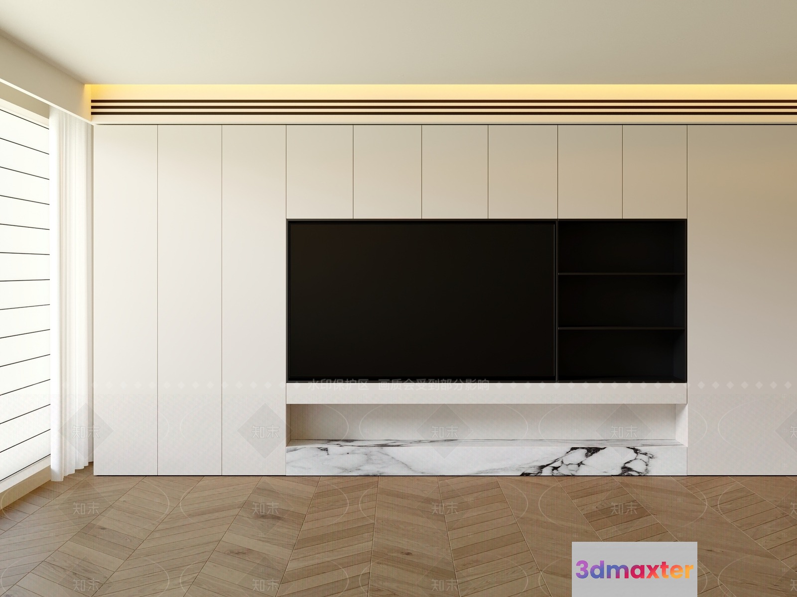 Modern White Cabinet 3D Model - 15233 - VRAY Render