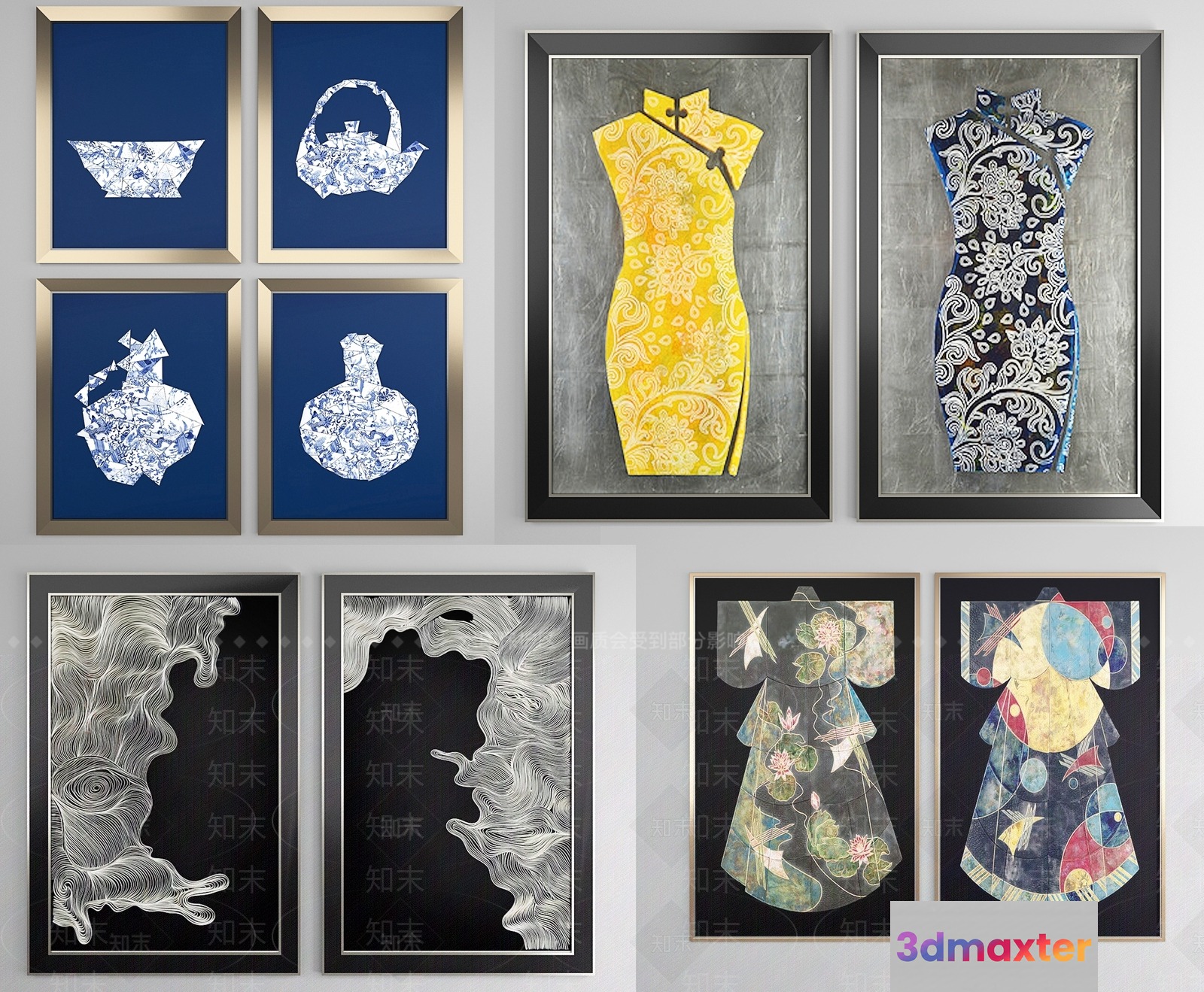 A Collection Of Framed Artwork 3D Model - 15386 - VRAY Render