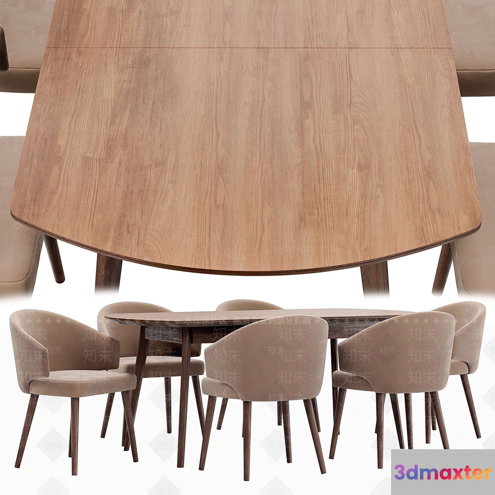 Wooden Dining Table 3D Model - 11870 - VRAY Render