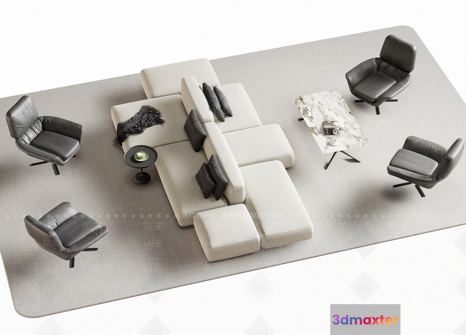 Modern Living Room 3D Model - 16237 - VRAY Render