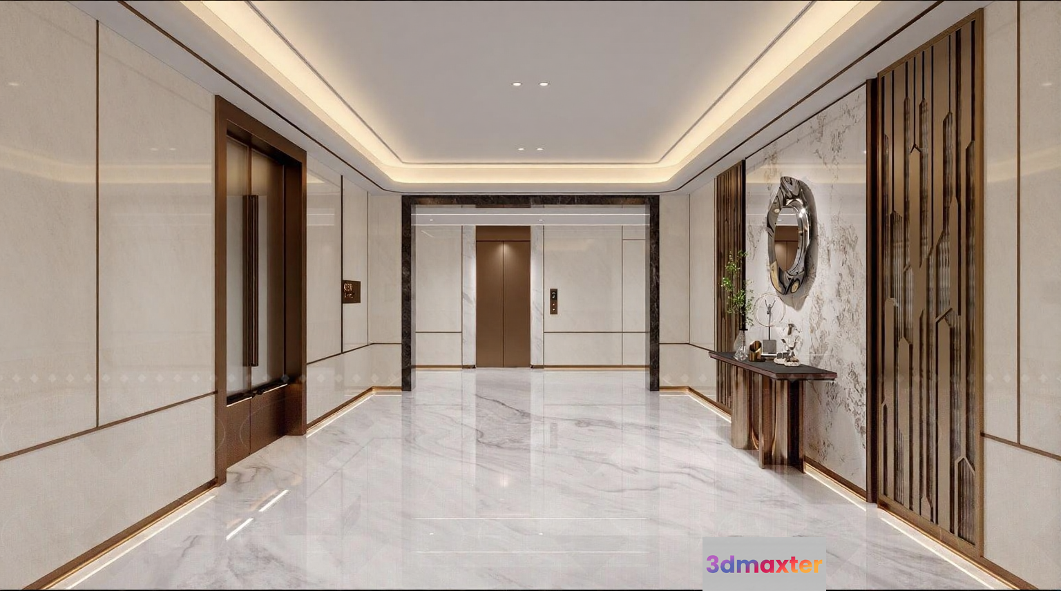 A Modern Hallway 3D Model - 17197 - VRAY Render
