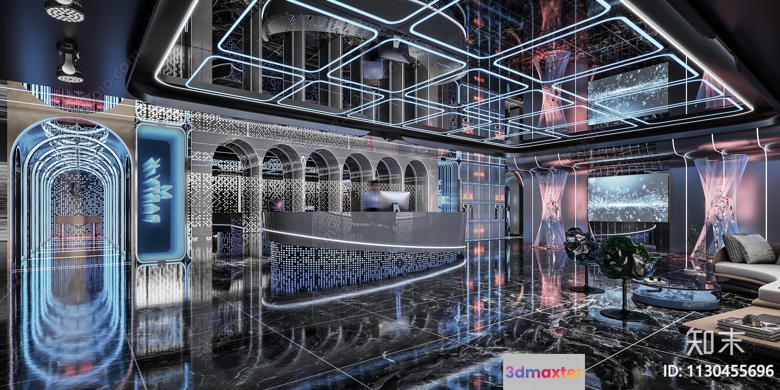 Modern Futuristic Living Room 3D Model - 11184 - VRAY Render