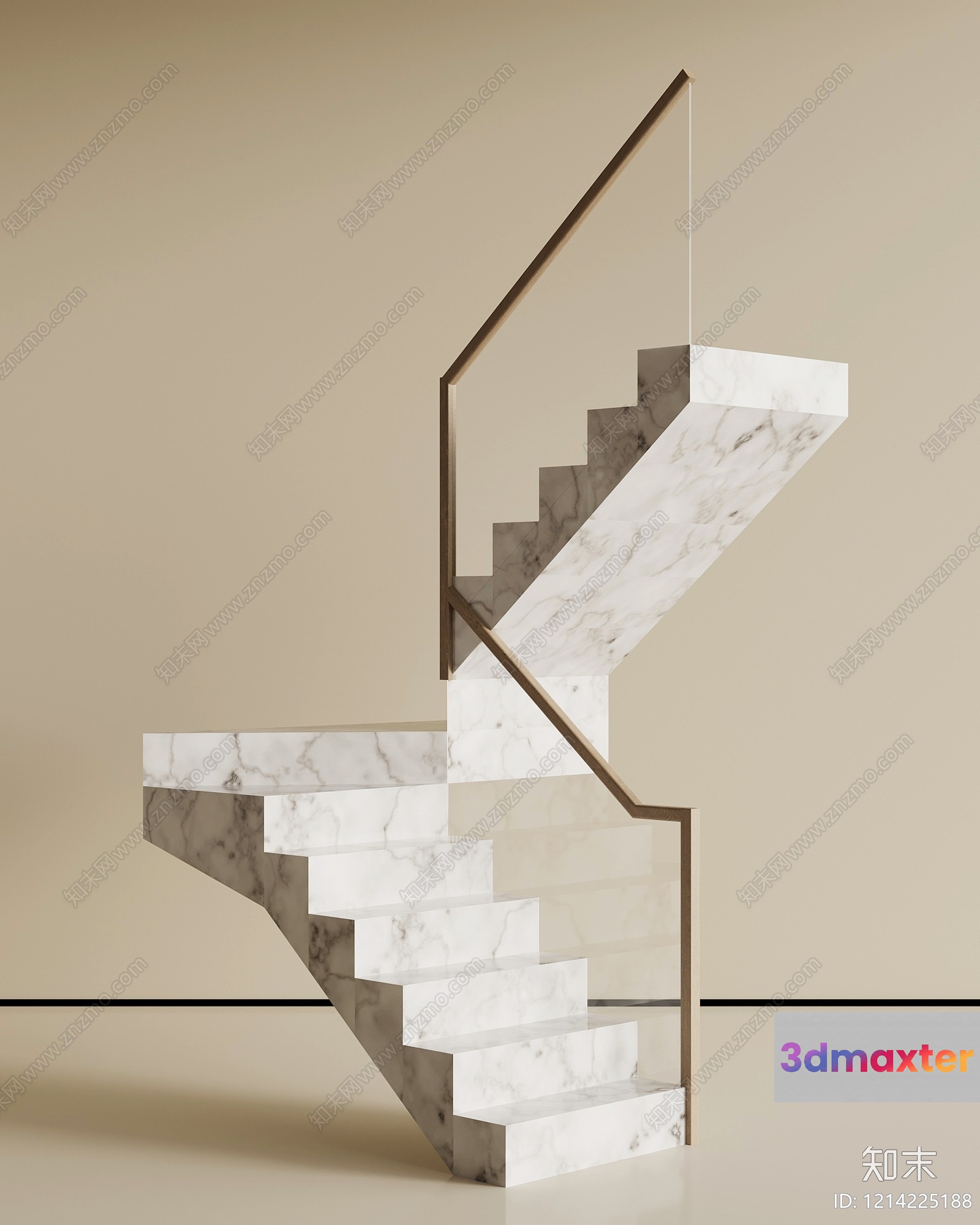 Spiral Marble Staircase 3D Model - 15778 - VRAY Render
