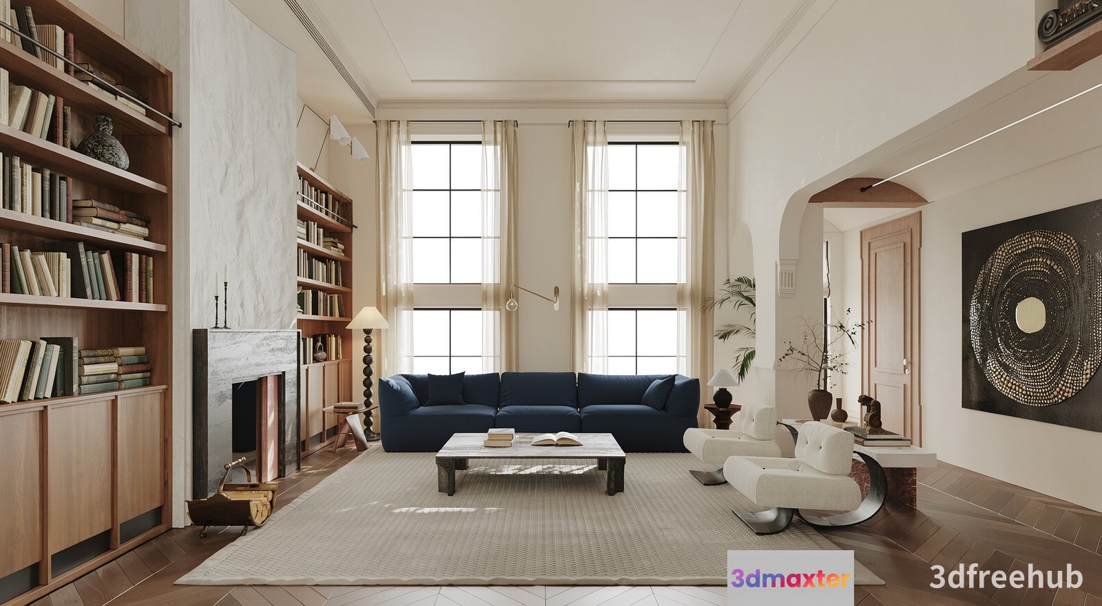 Modern Living Room 3D Model - 21157 - VRAY Render