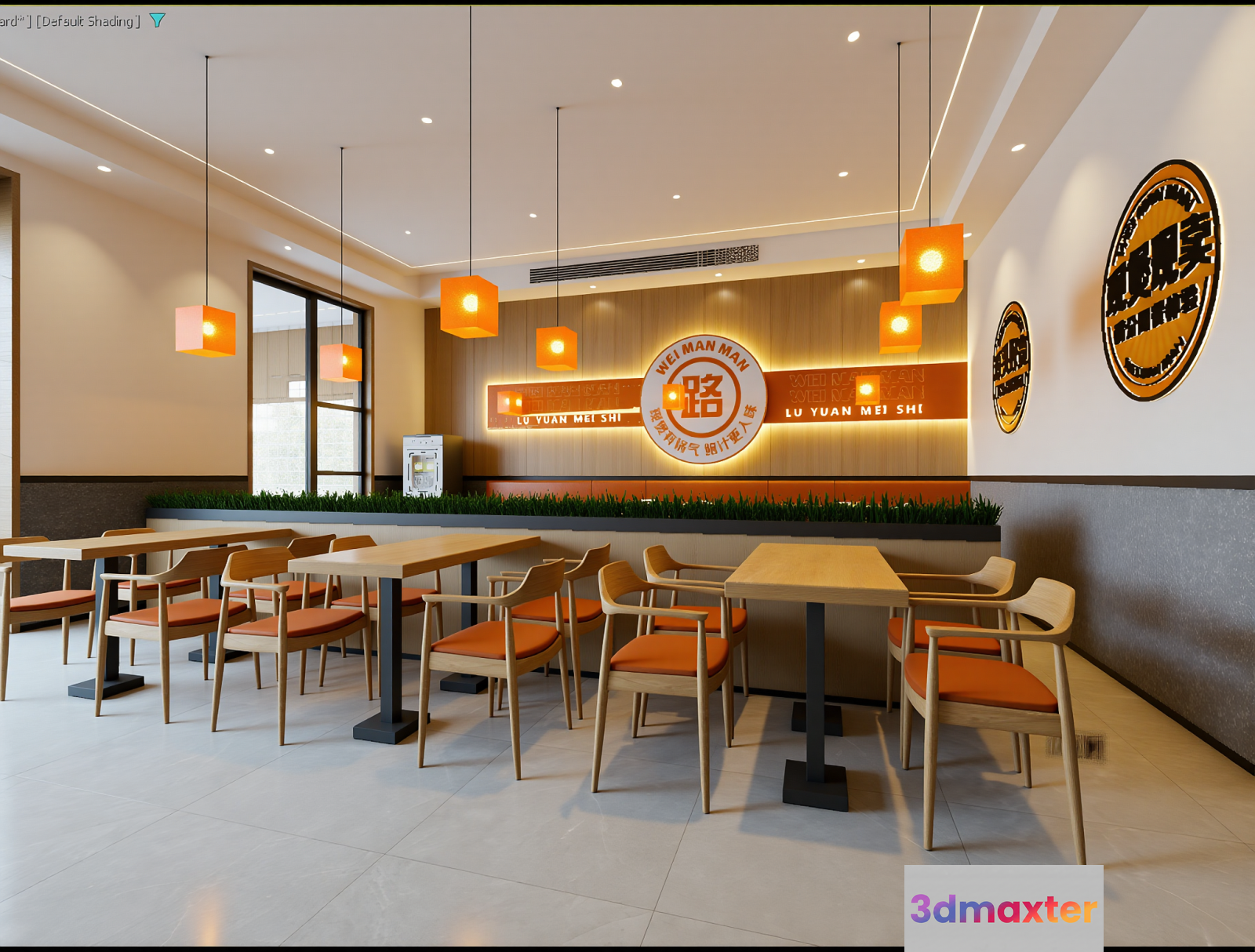 A Restaurant Dining Area 3D Model - 6592 - VRAY Render