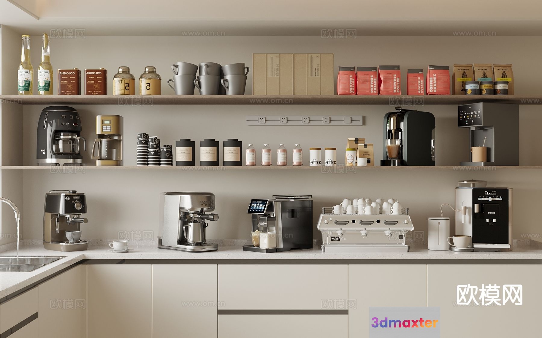 A Modern Kitchen 3D Model - 8560 - VRAY Render