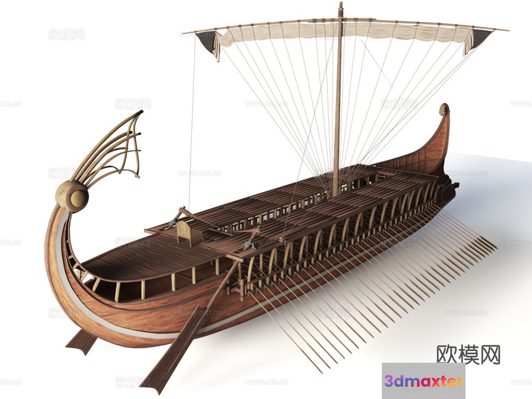 Ancient Warship 3D Model - 833 - VRAY Render