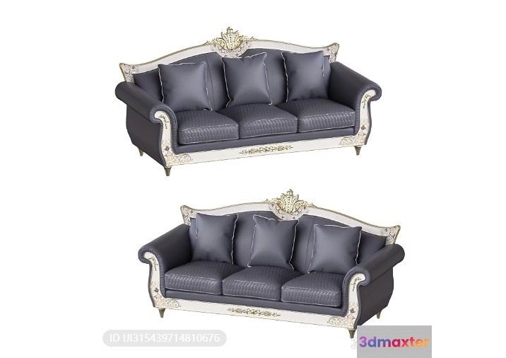 Grey Couch Set 3D Model - 7784 - VRAY Render