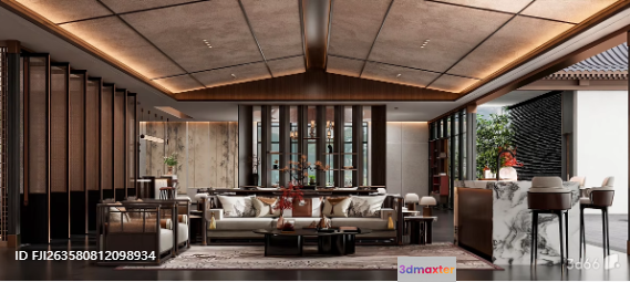 Modern Living Room 3D Model - 23404 - VRAY Render