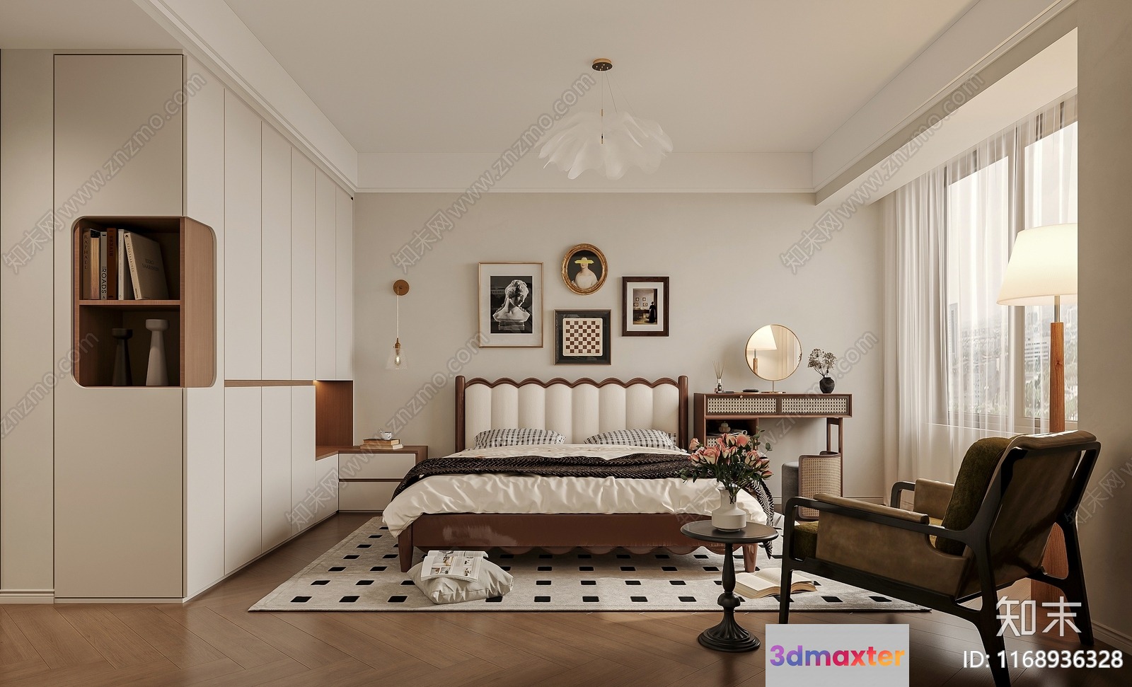 Modern Bedroom Decor 3D Model - 1947 - VRAY Render