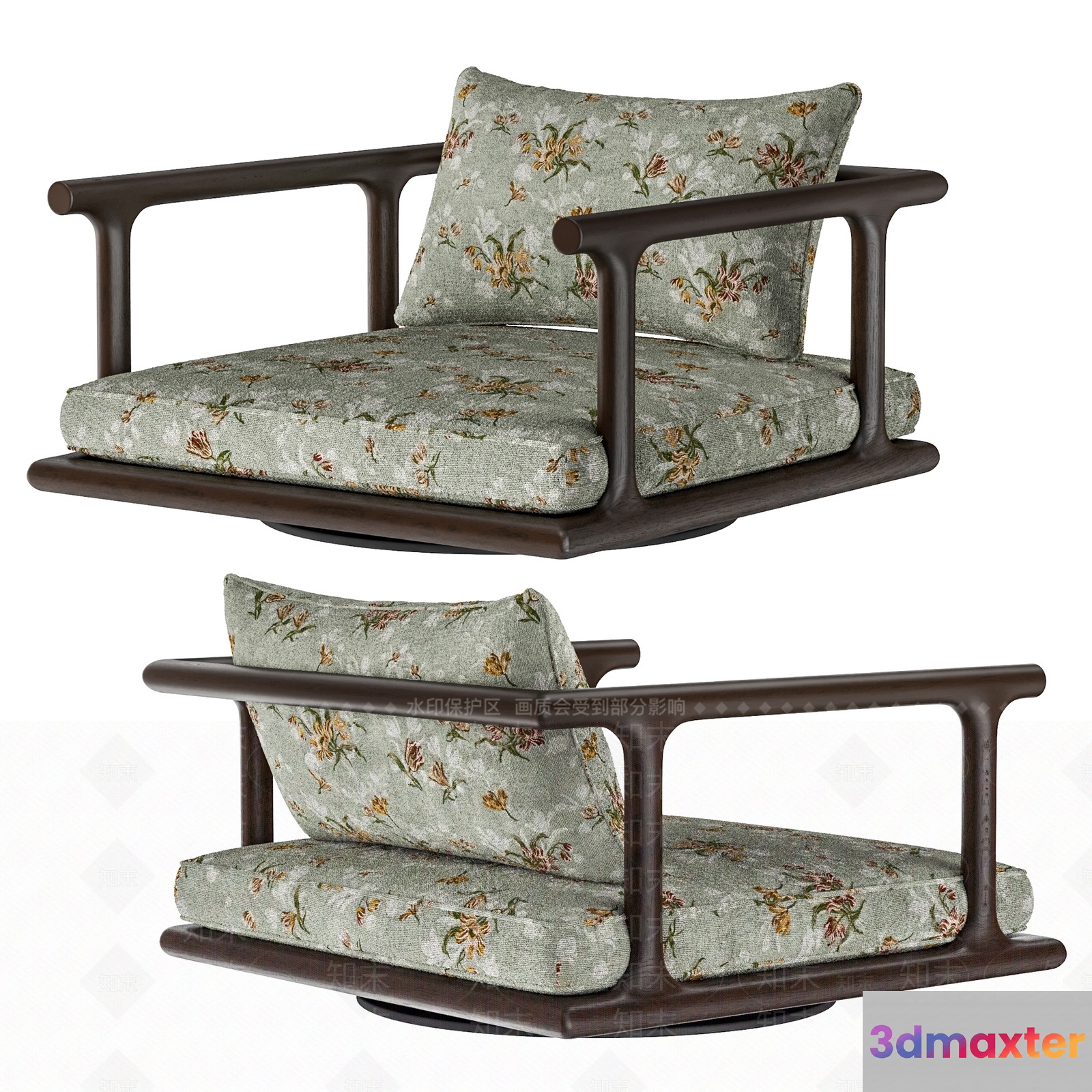 Modern Floral Chair 3D Model - 2114 - CORONA Render