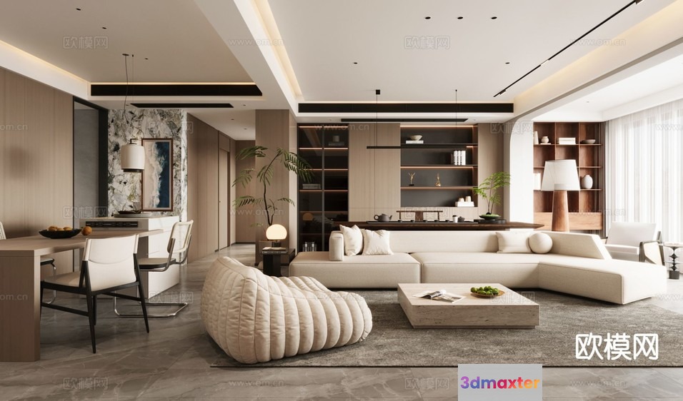 Modern Living Room 3D Model - 6648 - CORONA Render
