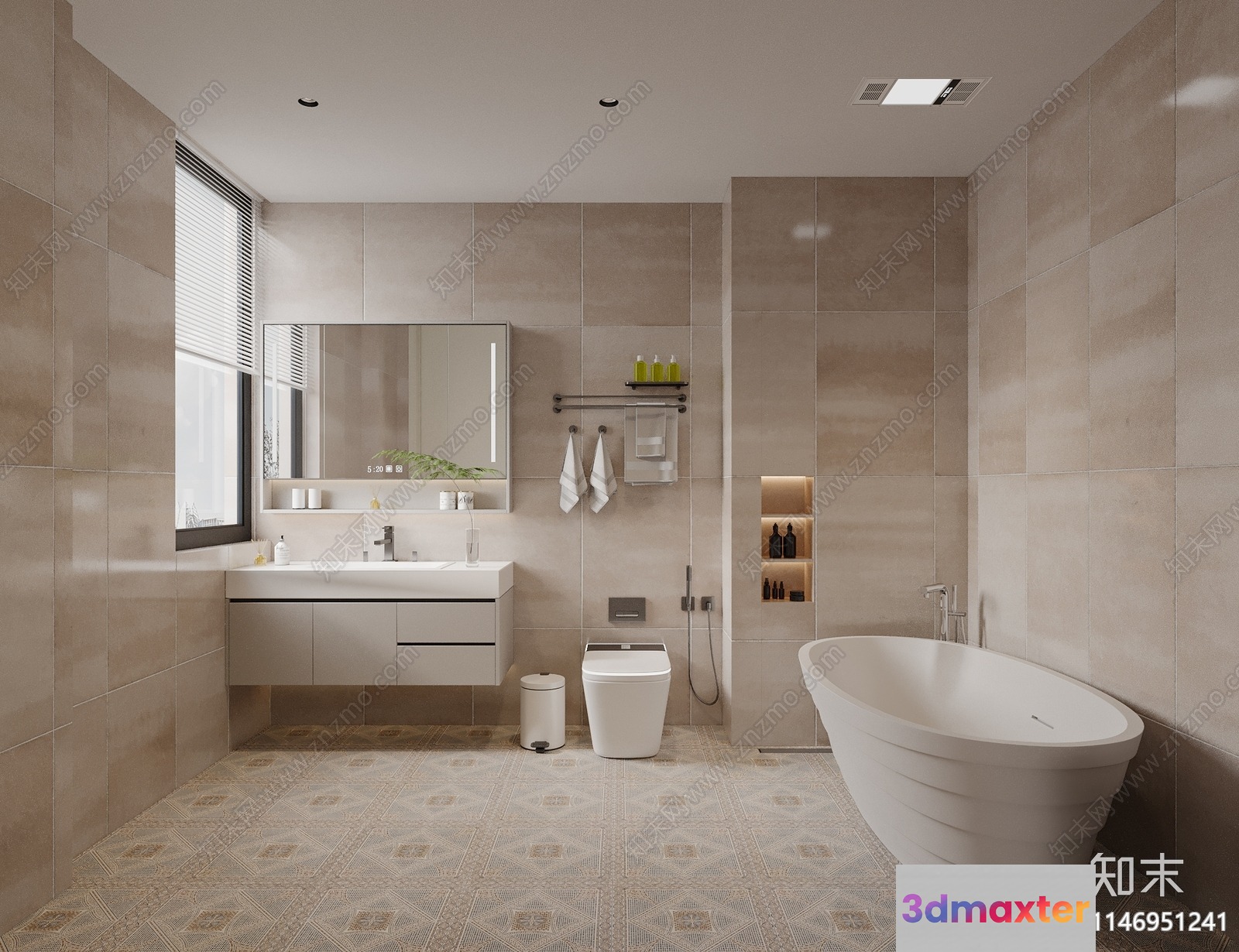 A Modern Bathroom 3D Model - 6668 - CORONA Render