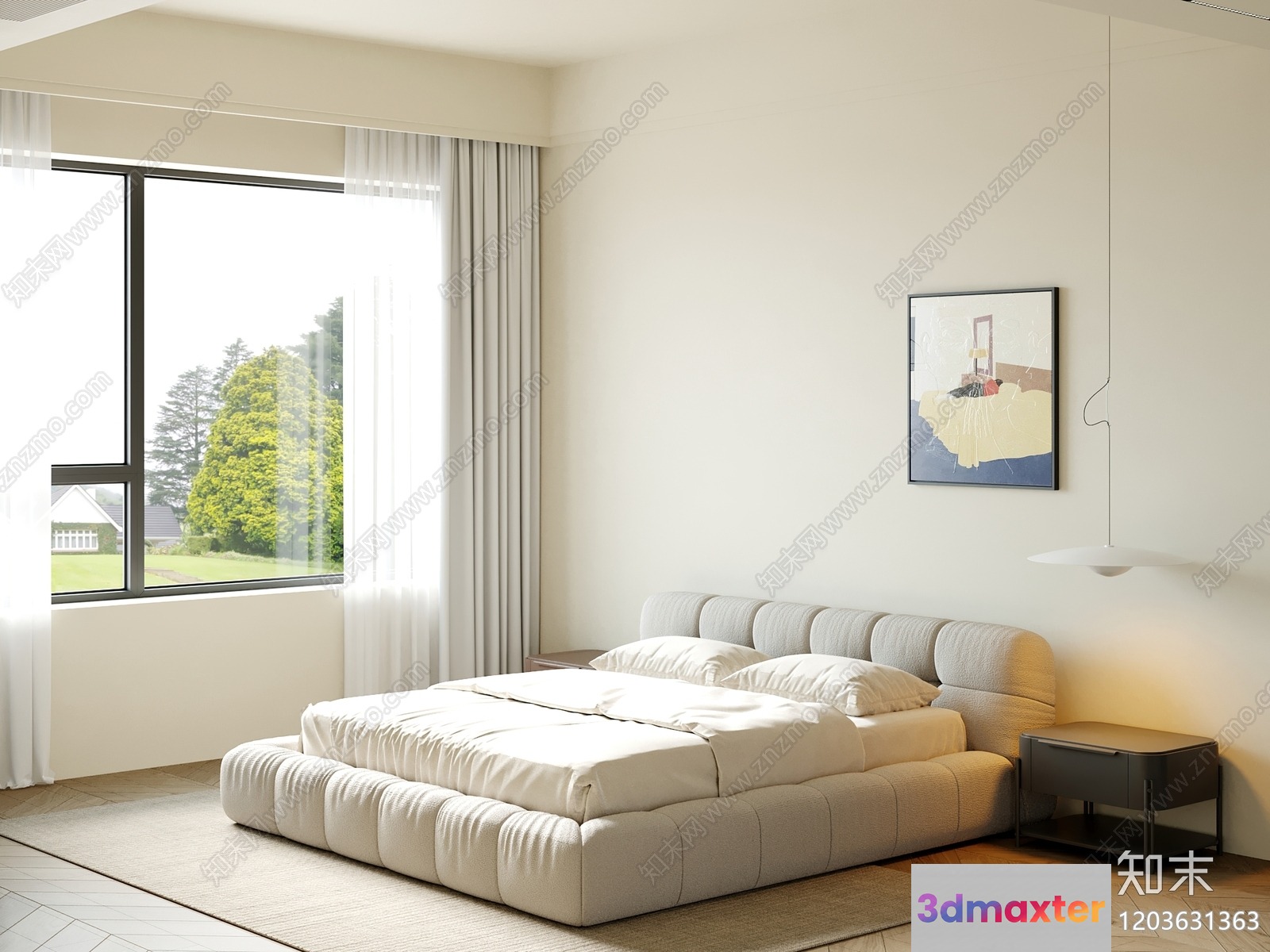 Cozy Modern Bedroom 3D Model - 7550 - VRAY Render