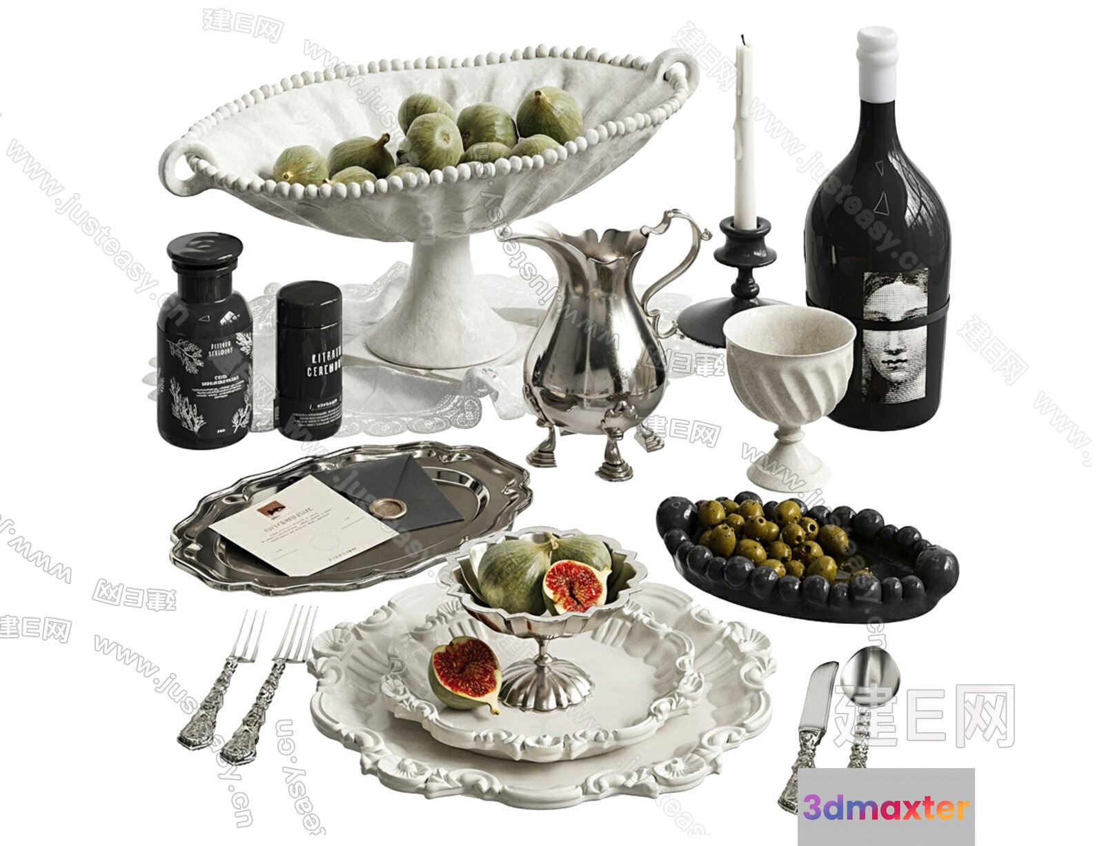 A Collection Of Decorative Items 3D Model - 19113 - VRAY Render
