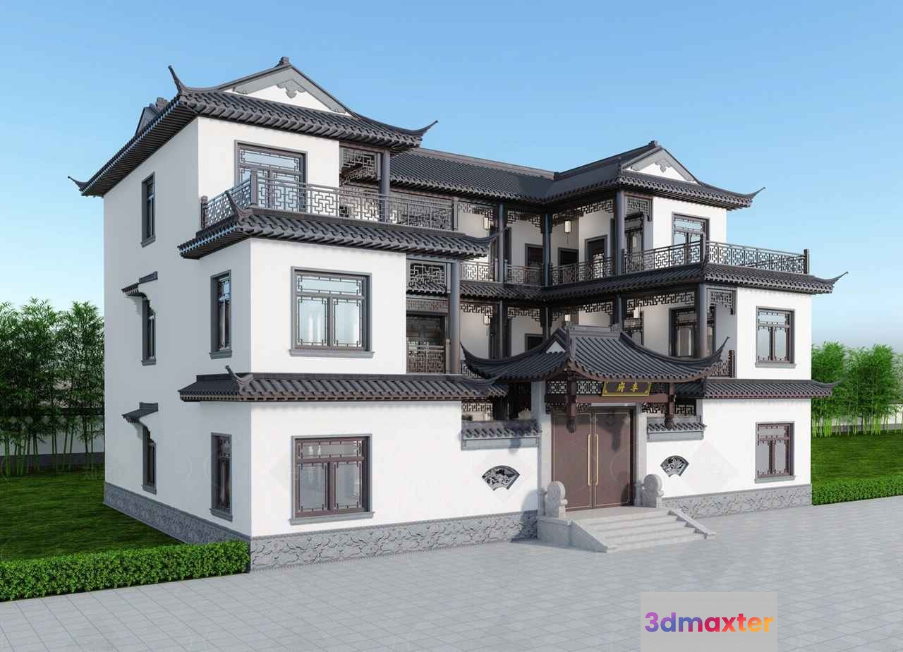 Traditional Chinese Building 3D Model - 5208 - VRAY Render