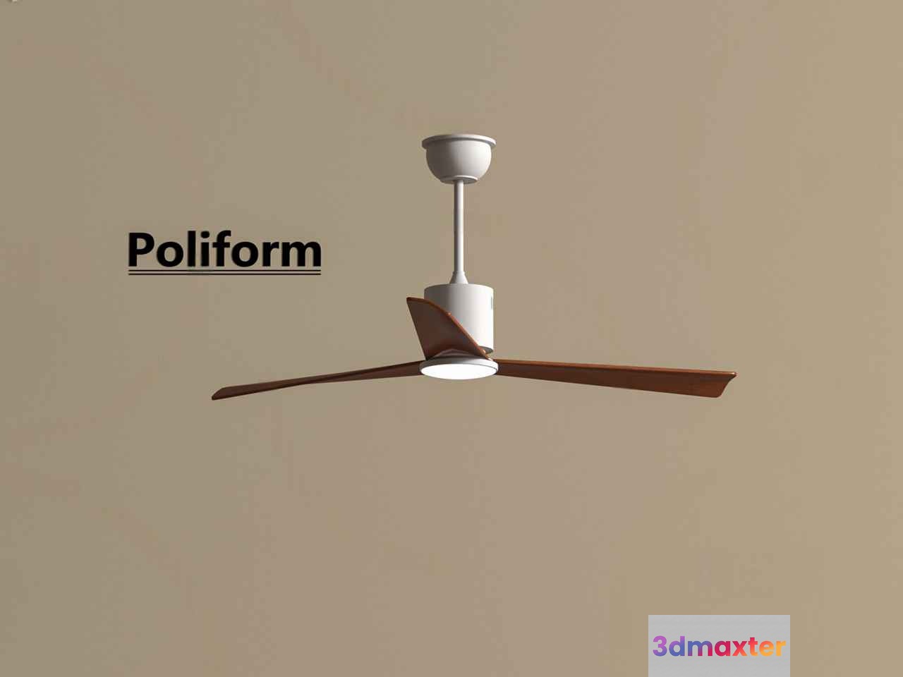 A Ceiling Fan With Three Blades 3D Model - 377 - VRAY Render