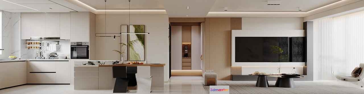 Modern Living Room 3D Model - 16761 - VRAY Render