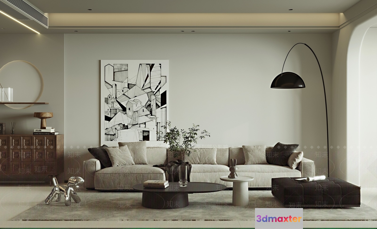 Modern Living Room 3D Model - 20611 - CORONA Render