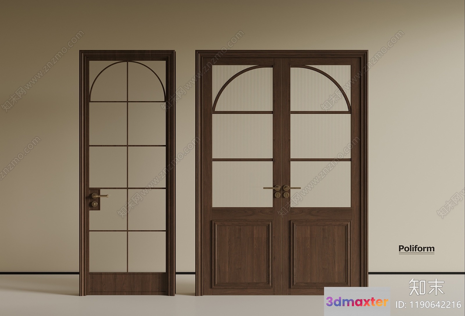 Two Doors With A Classic Design 3D Model - 2580 - VRAY Render
