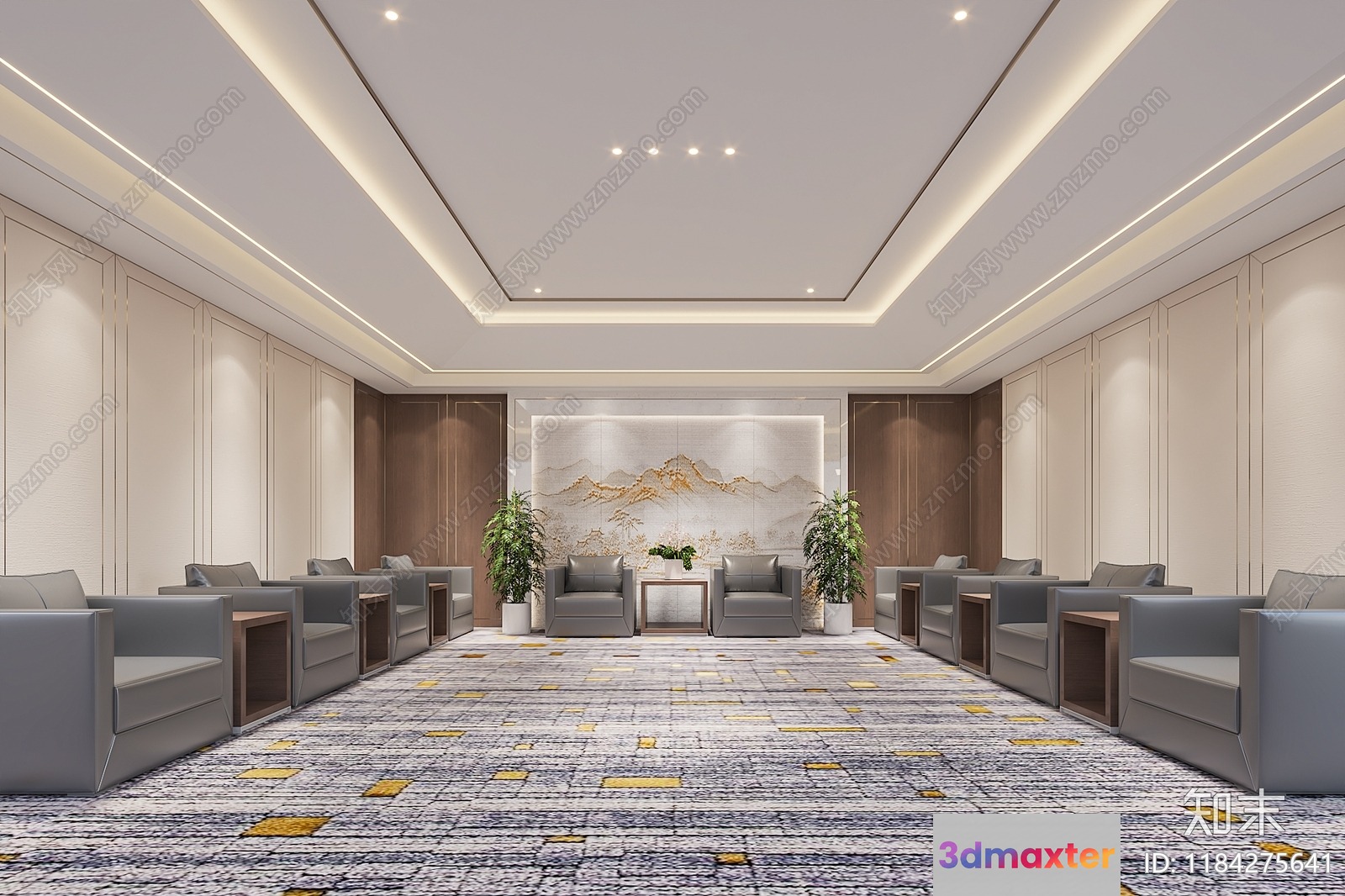 Modern Lounge Area 3D Model - 11079 - VRAY Render