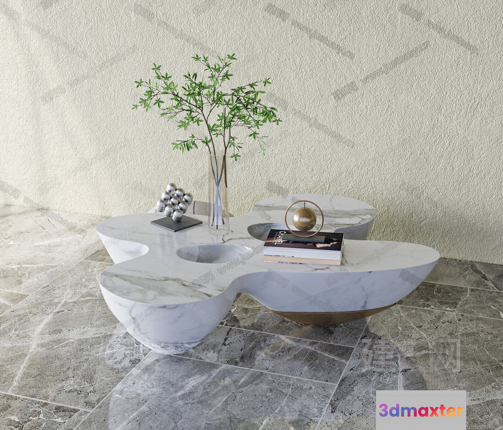 Modern Marble Table 3D Model - 14693 - VRAY Render