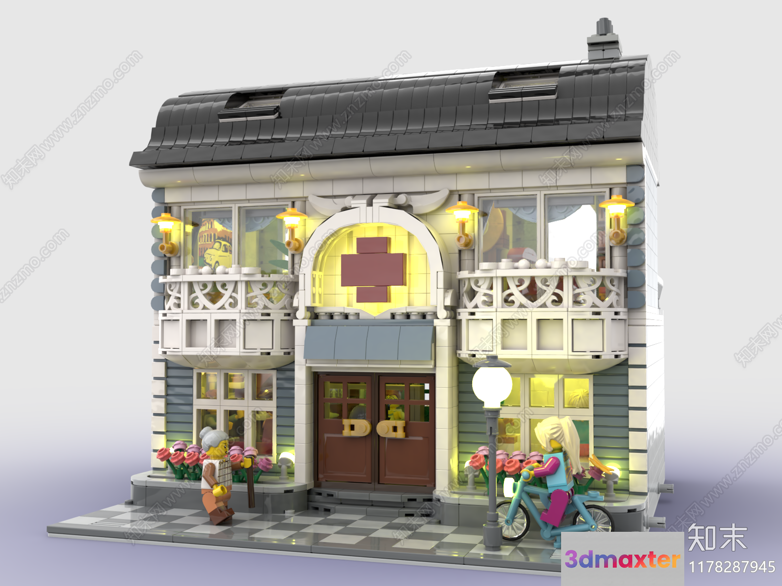 A Colorful Building Made Of Lego Bricks 3D Model - 8985 - VRAY Render