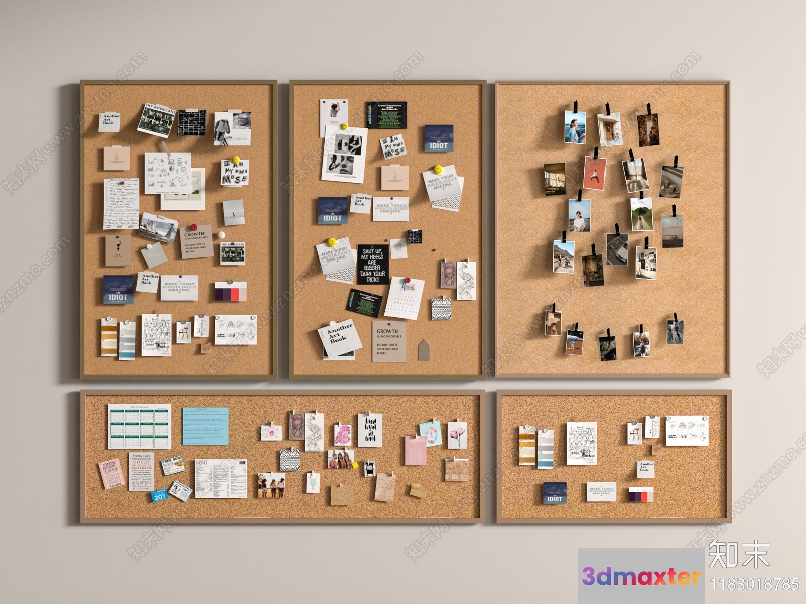Cork Bulletin Boards 3D Model - 8804 - VRAY Render
