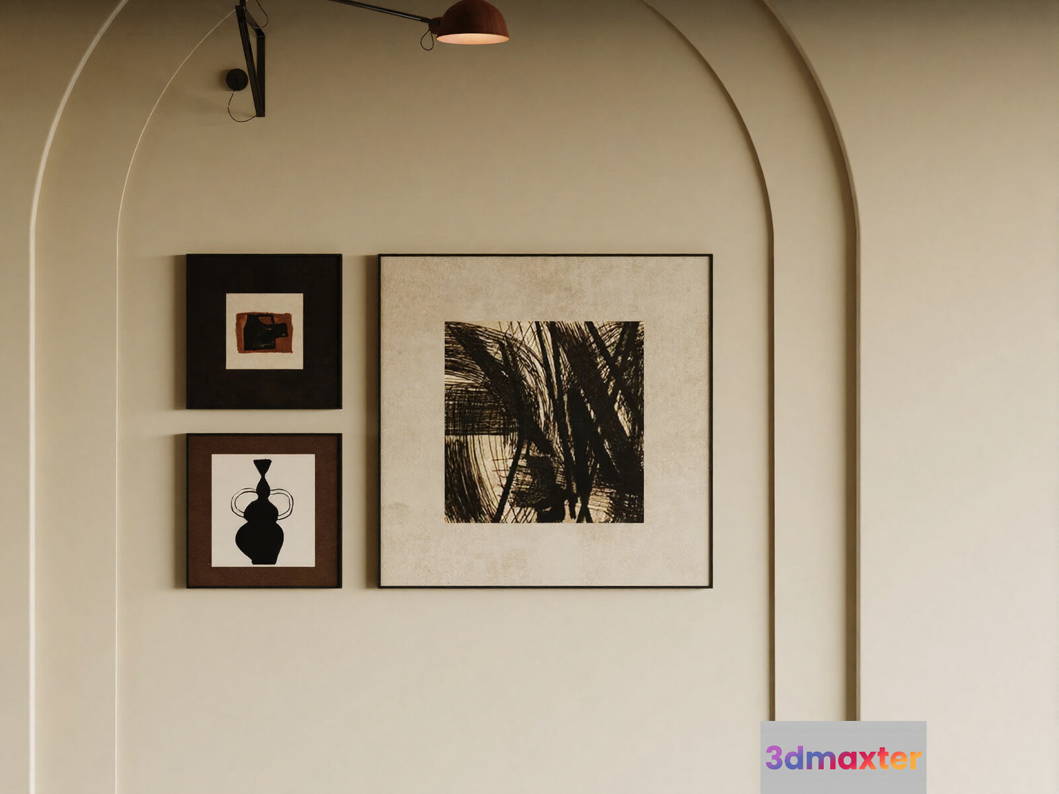 A Wall With Framed Artwork 3D Model - 13812 - CORONA Render