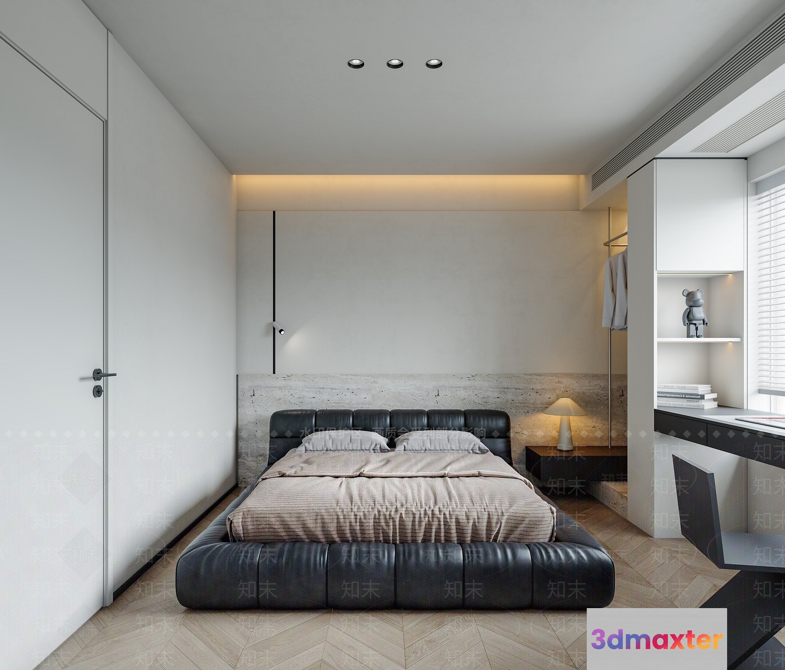 Modern Minimalist Bedroom 3D Model - 7325 - VRAY Render