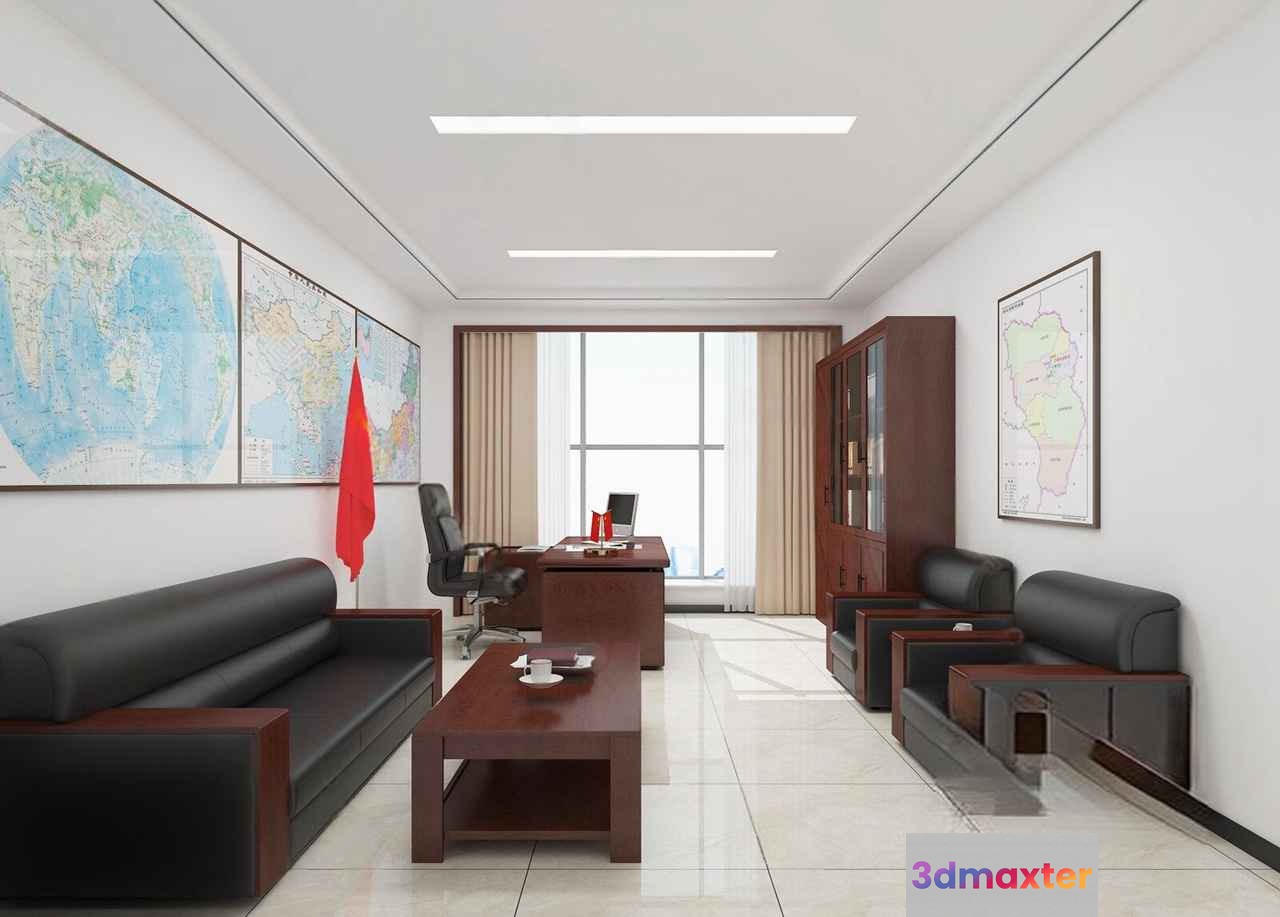 A Modern Office Room 3D Model - 2168 - VRAY Render