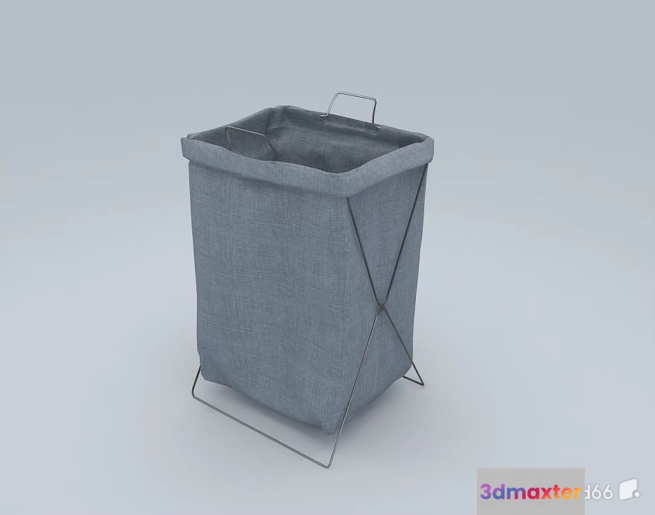 Grey Fabric Laundry Basket 3D Model - 18602 - VRAY Render