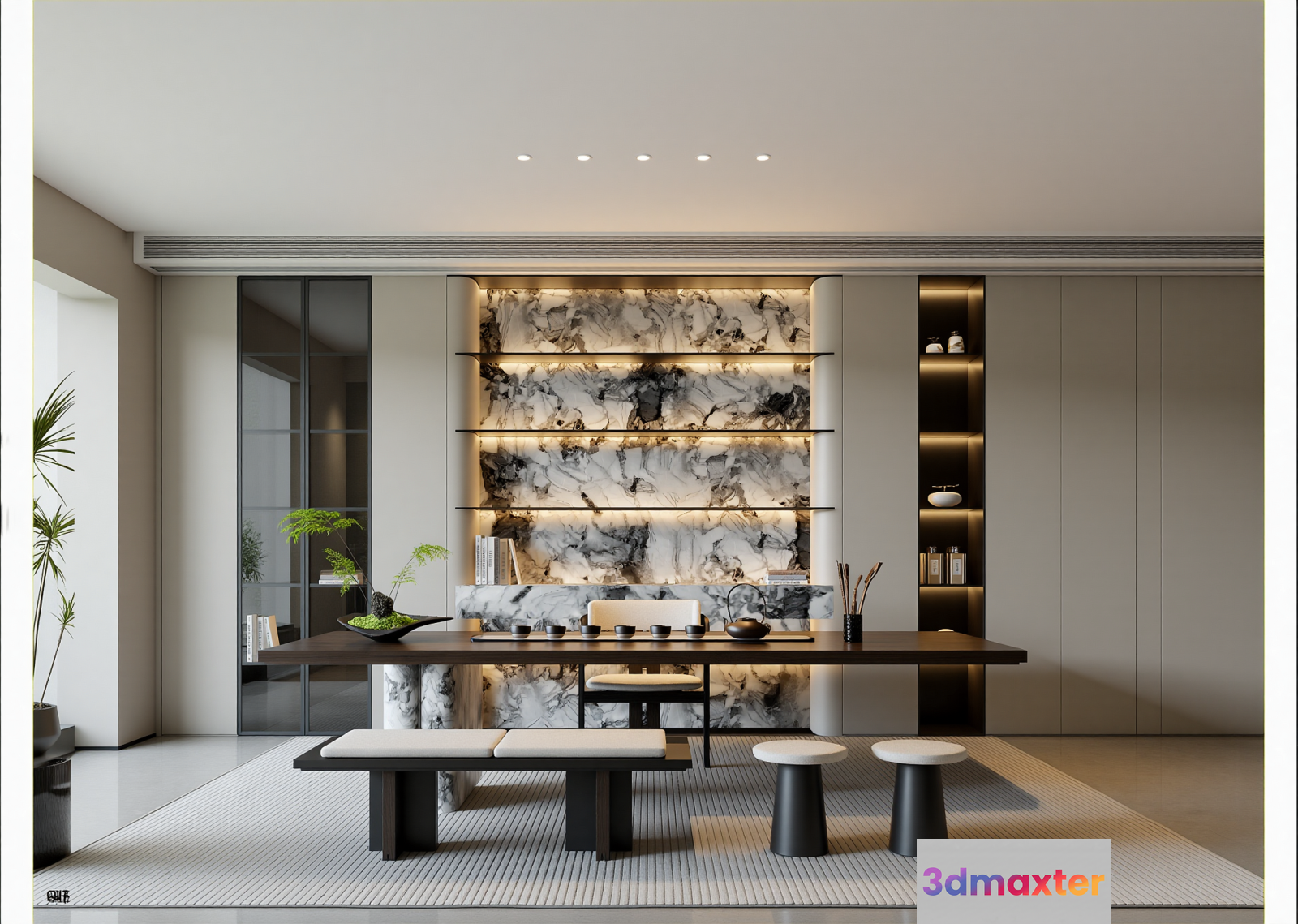 Modern Minimalist Dining Room 3D Model - 16686 - VRAY Render