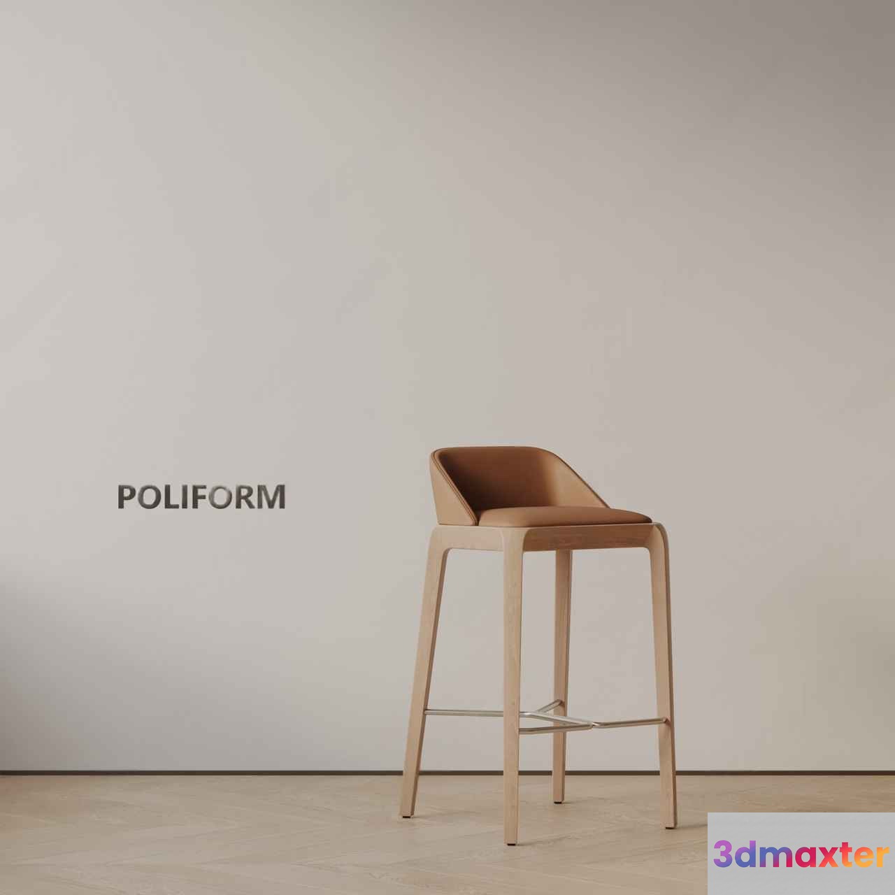 Wooden Bar Stool 3D Model - 16407 - VRAY Render