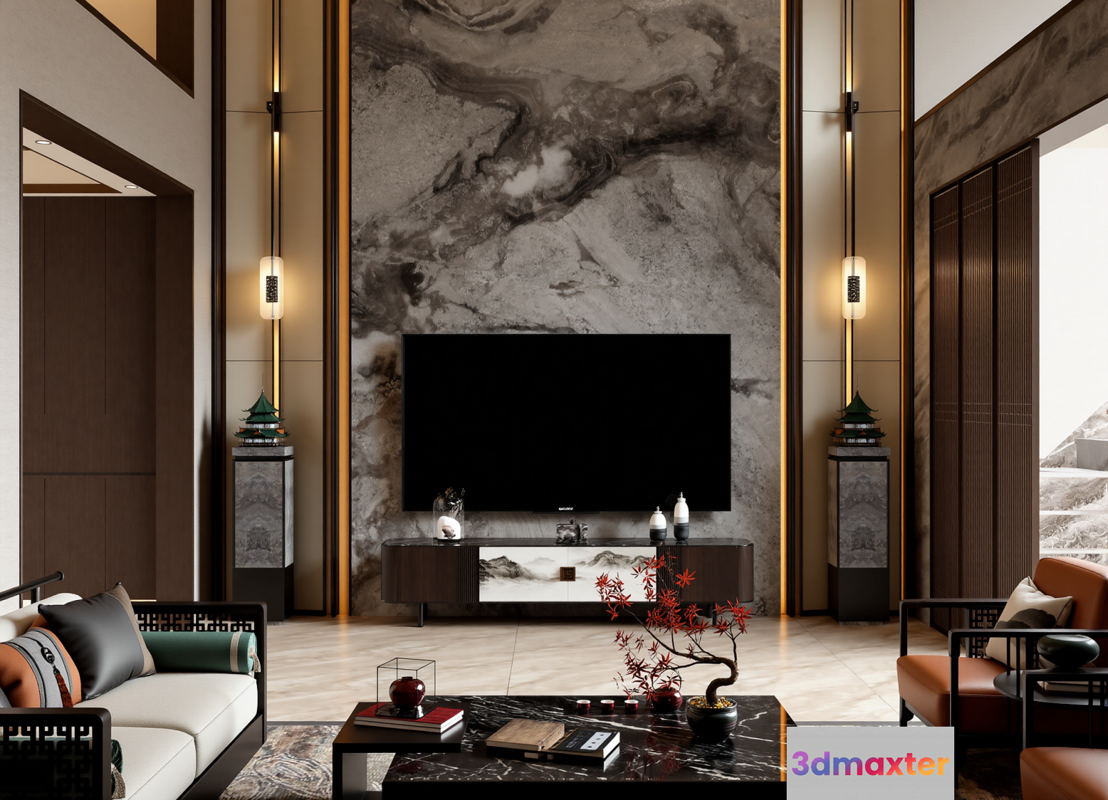 Modern Living Room 3D Model - 15506 - VRAY Render