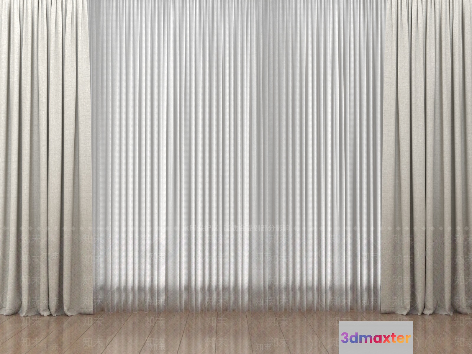 White Curtains 3D Model - 14730 - VRAY Render
