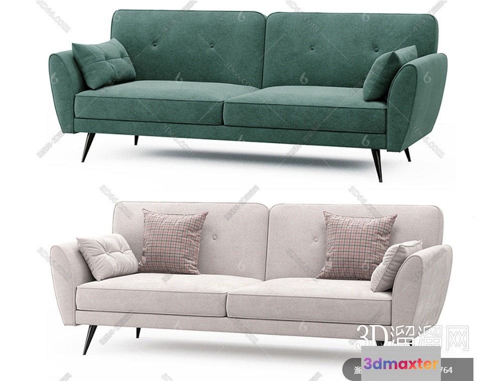 Mid-Century Modern Sofas 3D Model - 17008 - VRAY Render