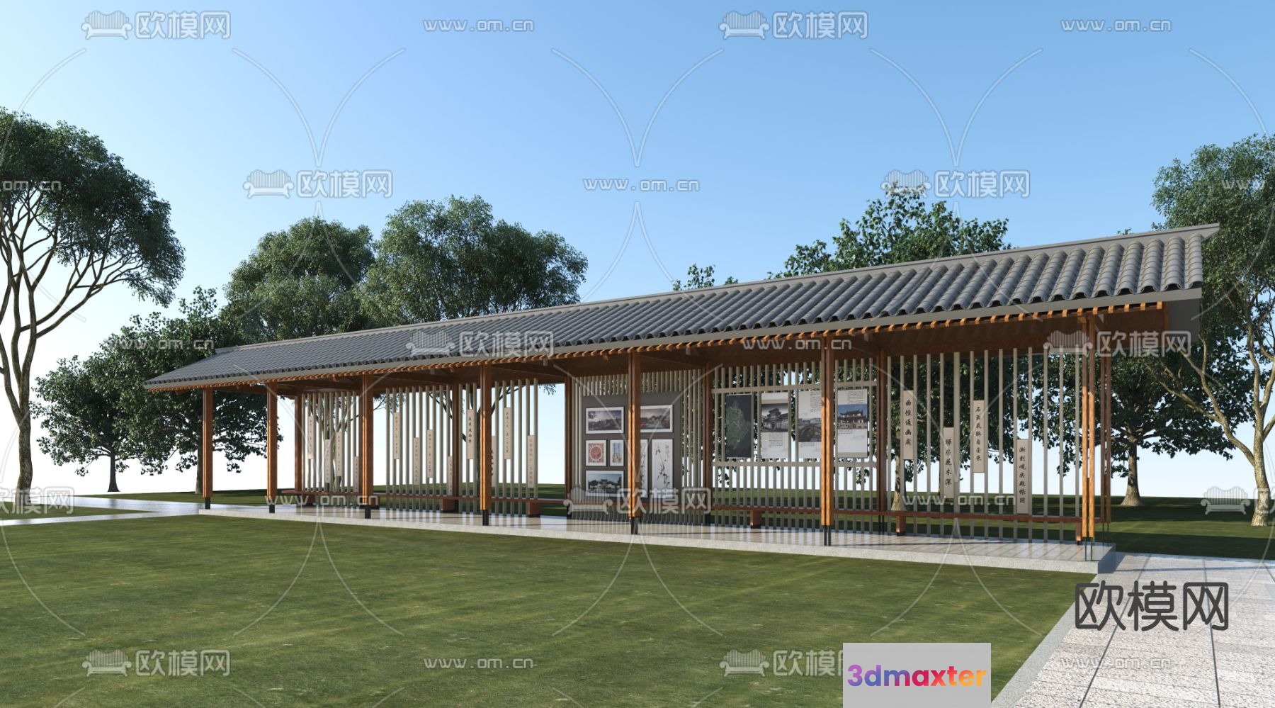 A Modern Wooden Building 3D Model - 7276 - VRAY Render
