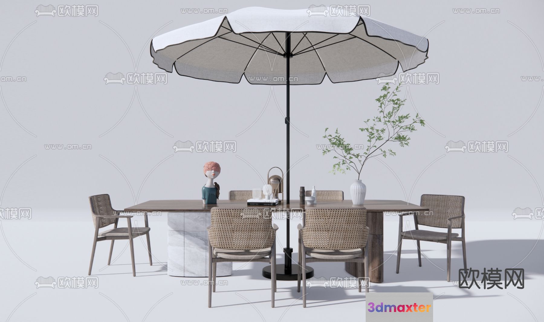 Modern Outdoor Dining Set 3D Model - 14016 - VRAY Render