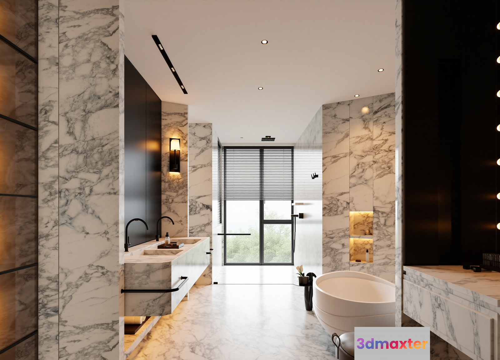 Modern Marble Bathroom 3D Model - 7918 - VRAY Render