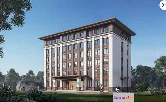 A Large Building With A Flat Roof 3D Model - 10773 - VRAY Render