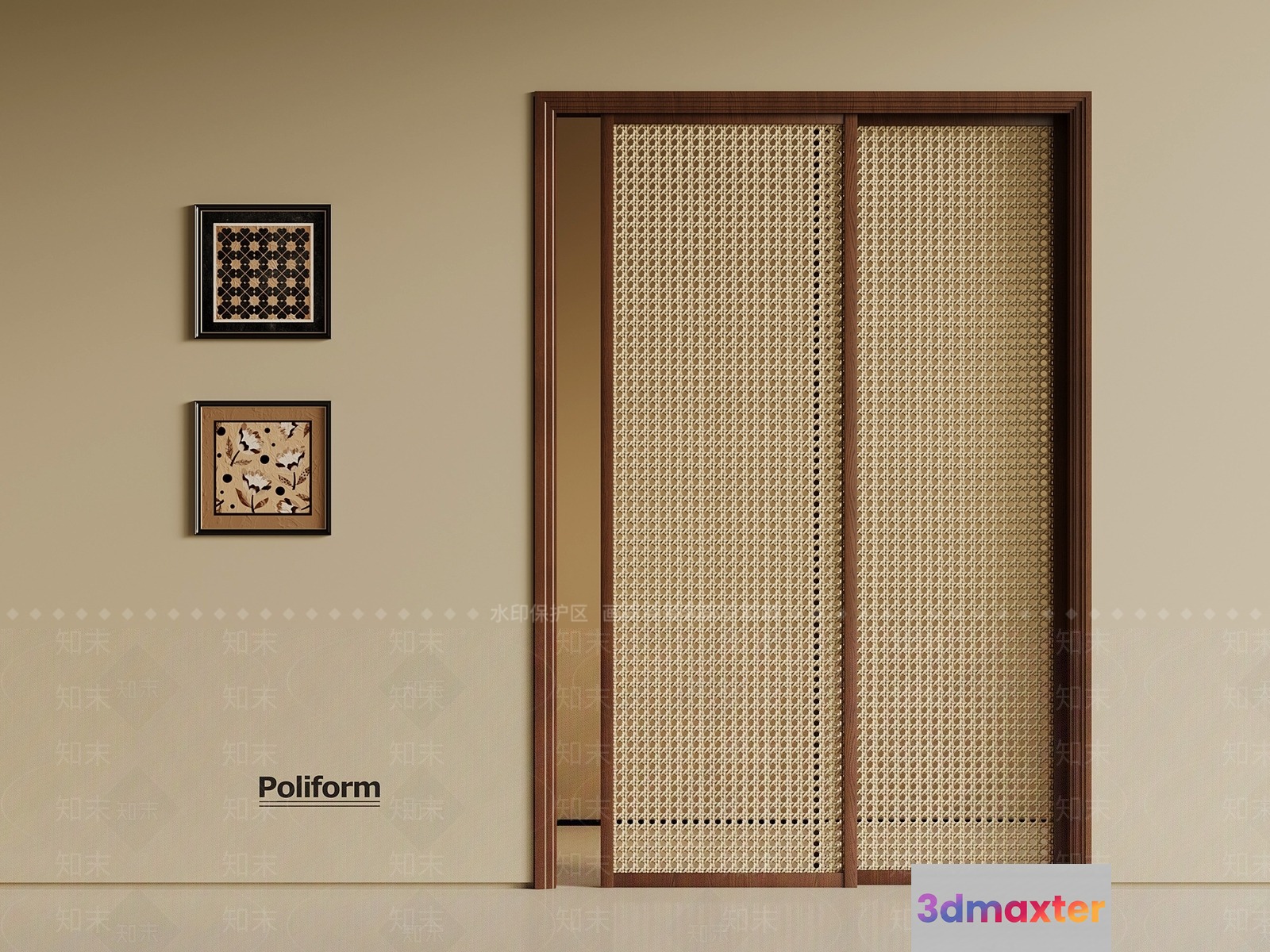 A Sliding Door With A Woven Pattern 3D Model - 8640 - VRAY Render