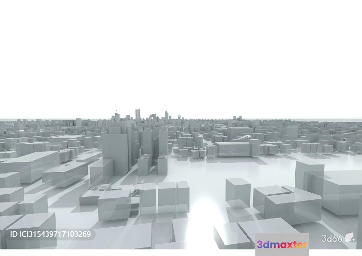 White 3D Cityscape 3D Model - 3676 - VRAY Render