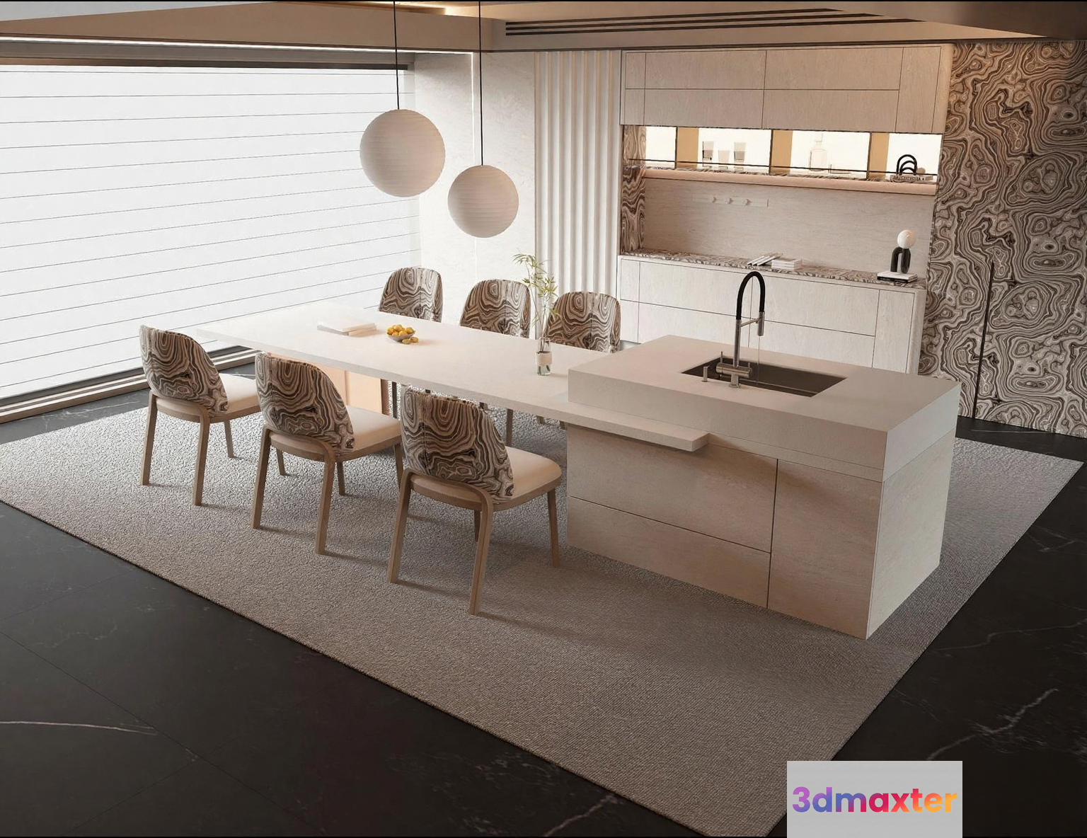 Modern Kitchen 3D Model - 19750 - VRAY Render