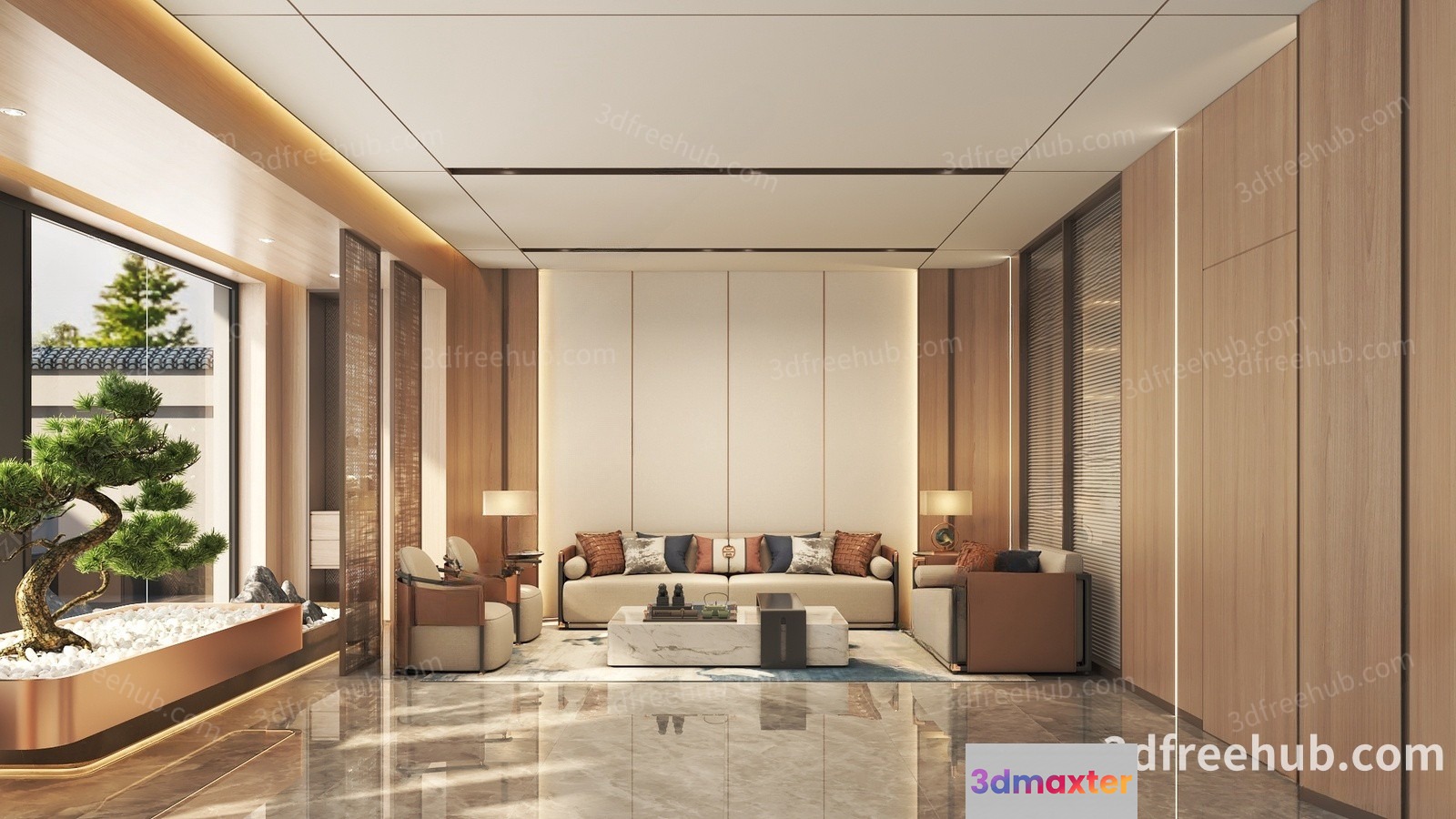 Modern Living Room 3D Model - 22653 - VRAY Render